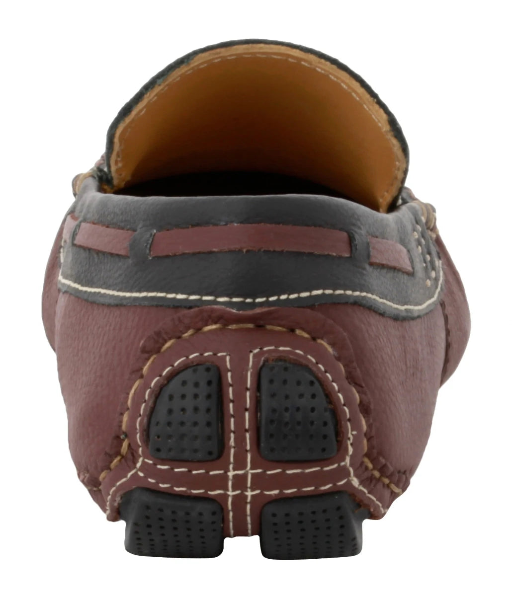Genuine Leather Maroon Color Driving Shoes - ZN23504MRBLK