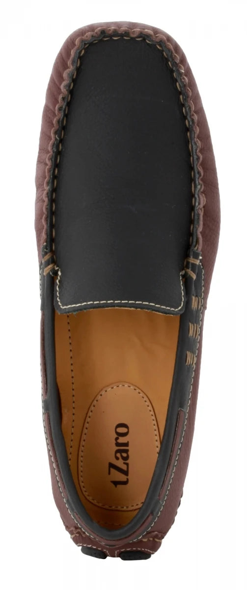 Genuine Leather Maroon Color Driving Shoes - ZN23504MRBLK