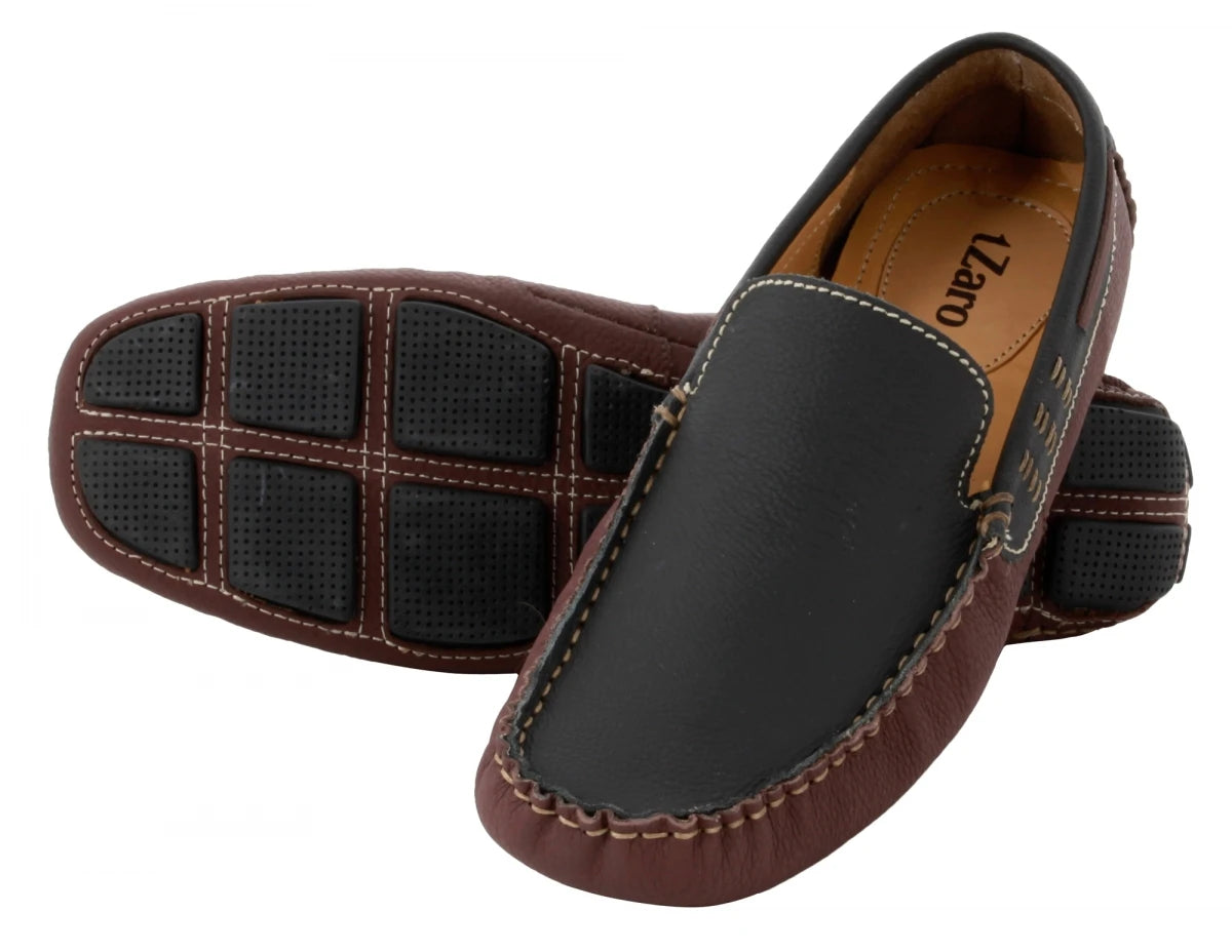 Genuine Leather Maroon Color Driving Shoes - ZN23504MRBLK