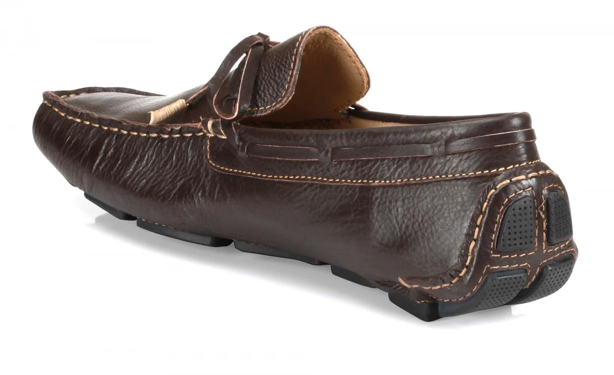Genuine Leather Chocolate Color Driving Shoes - ZN23B12DKCHC