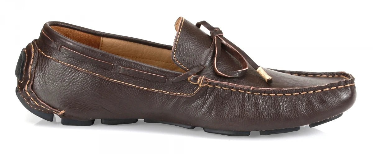 Genuine Leather Chocolate Color Driving Shoes - ZN23B12DKCHC