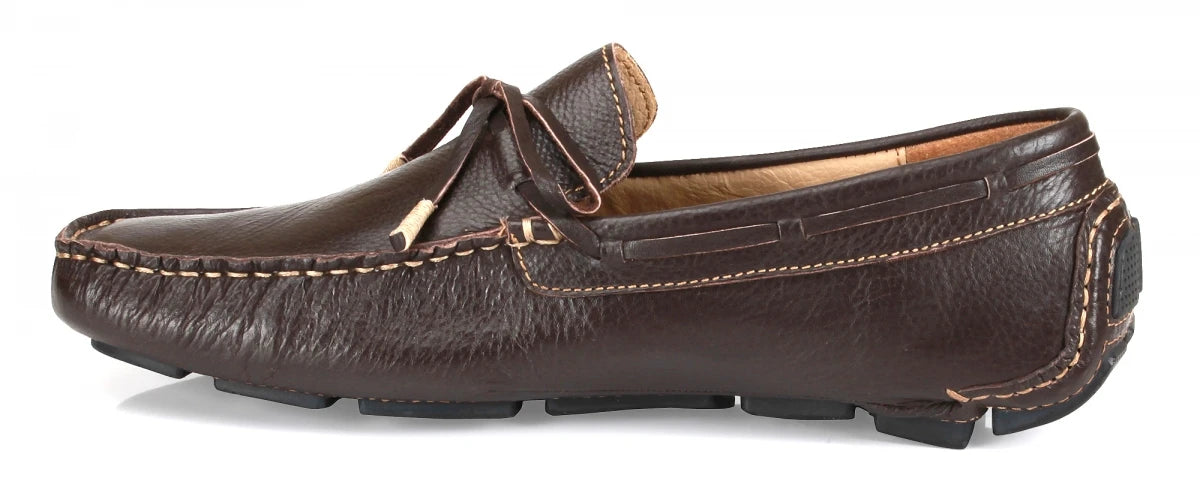Genuine Leather Chocolate Color Driving Shoes - ZN23B12DKCHC