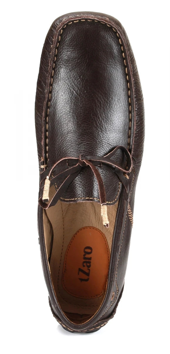 Genuine Leather Chocolate Color Driving Shoes - ZN23B12DKCHC