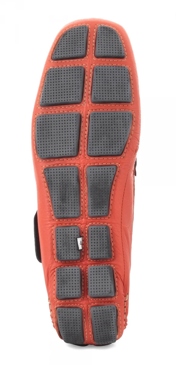 Pure Leather Orange Color Driving Shoes - STN2331Orng
