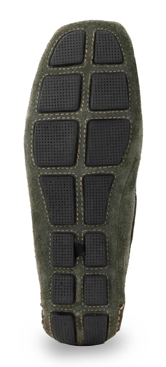 Genuine Leather Olive Driving Shoes - ZTN2337OLVBLK