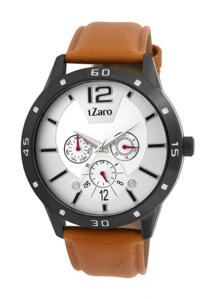Tan Leather Strap Multi-function Analog Watch for Men Online