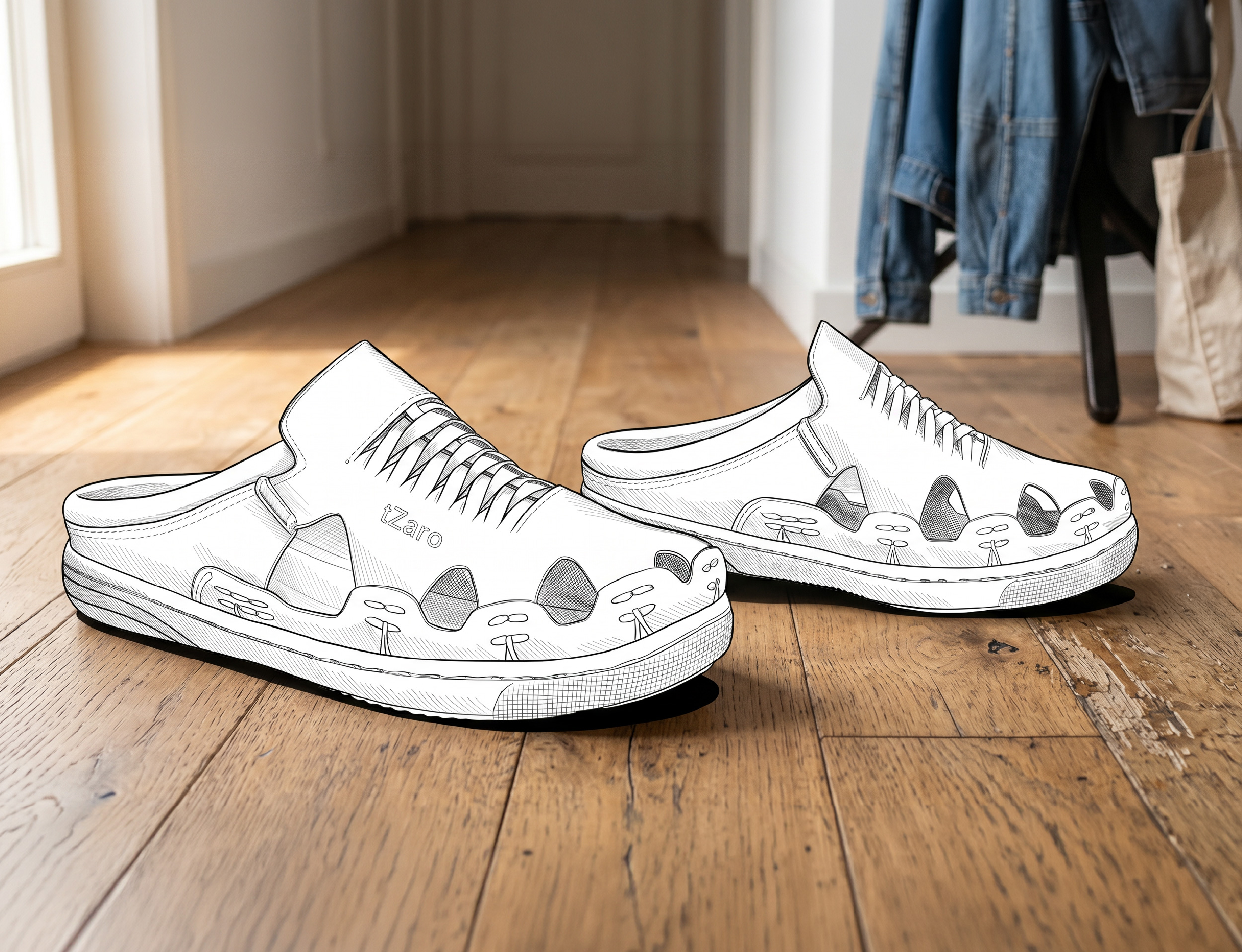 Pure Leather White Mule – NDM Leather | True Moccasin | Camouflage Compound Sole | Hector Series | RON413WHT - Showcase Image 2