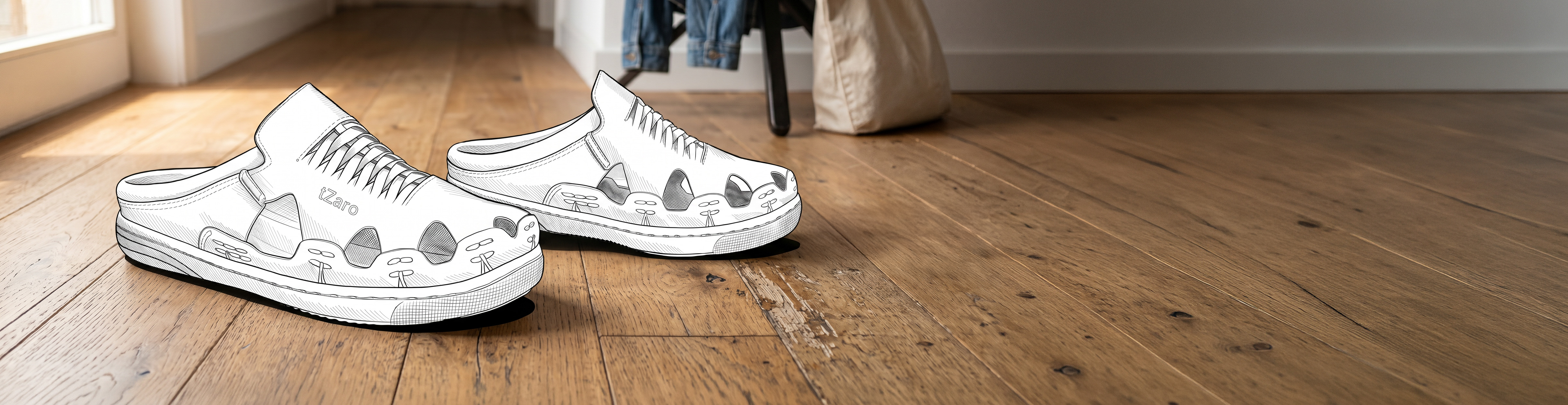 Pure Leather White Mule – NDM Leather | True Moccasin | Camouflage Compound Sole | Hector Series | RON413WHT - Showcase Image 1