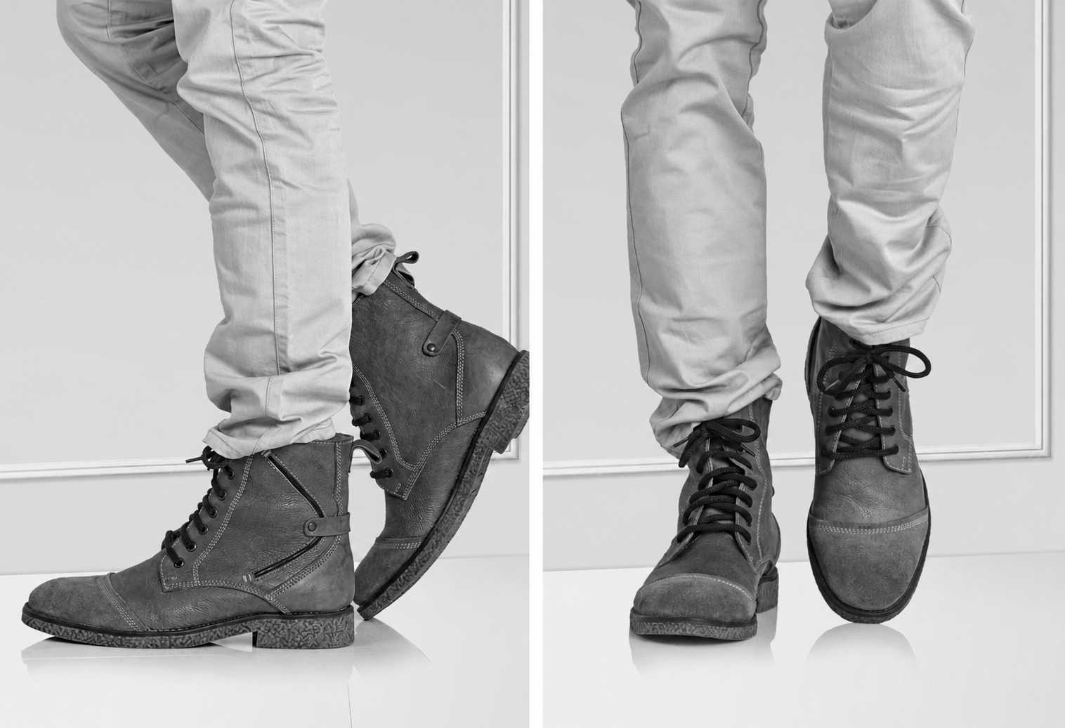 Pure Leather High Ankle Boot in Crazy Horse Oil Pullup — Tattaglia | Men's Boot with Suede Toe Cap & Crepe Finish Sole |SAHA3216CRZCUR - Showcase Image 1
