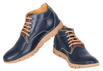 Pure Leather Navy Blue Low Ankle Boots - Luca Brazi, AG7703NAV