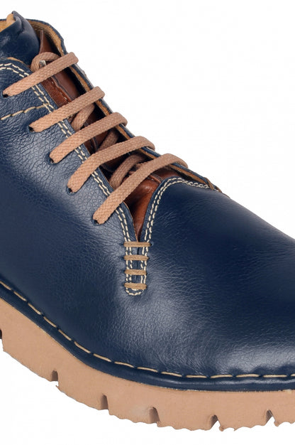 TZARO Genuine Leather Blue Color Low Ankle Boots - Luca Brazi, AG7703NAV
