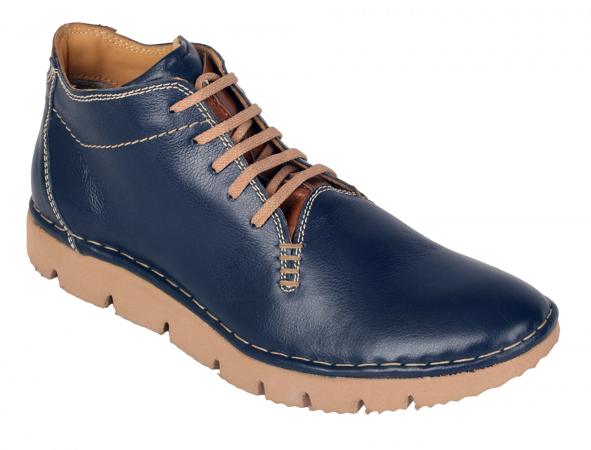 Navy Blue Olive Green Genuine Leather Low Ankle Boots Online