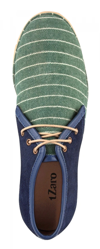 TZARO Green Blue Genuine Leather Low Ankle Boots - Aztec