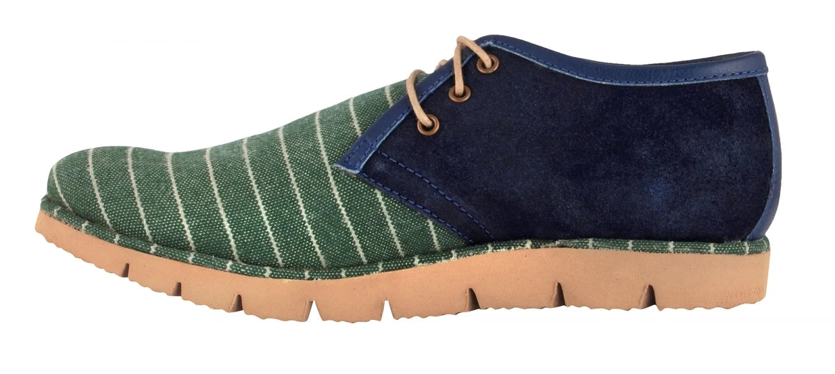 TZARO Green Blue Genuine Leather Low Ankle Boots - Aztec