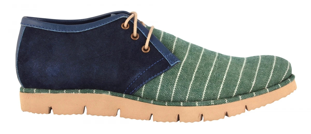 TZARO Green Blue Genuine Leather Low Ankle Boots - Aztec