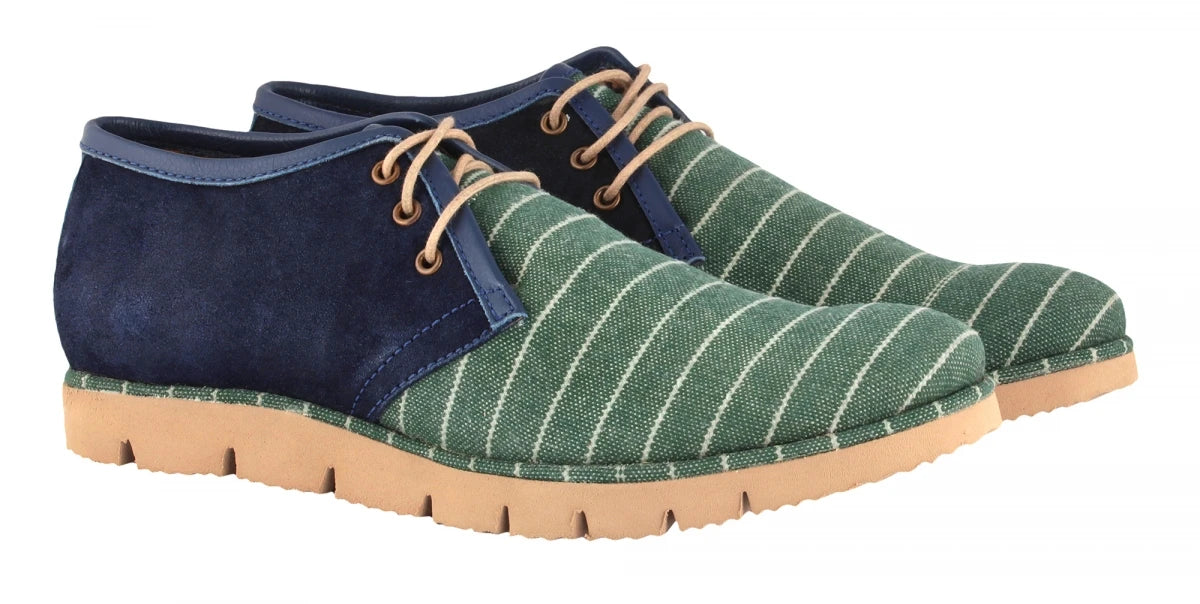 TZARO Green Blue Genuine Leather Low Ankle Boots - Aztec