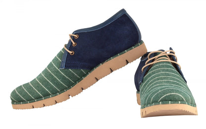 TZARO Green Blue Genuine Leather Low Ankle Boots - Aztec