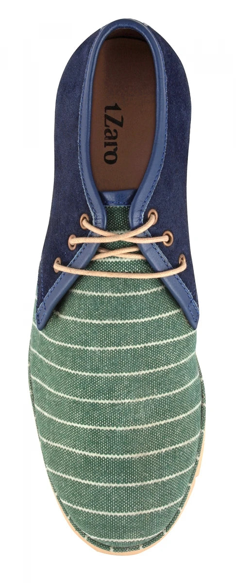 TZARO Green Blue Genuine Leather Low Ankle Boots - Aztec