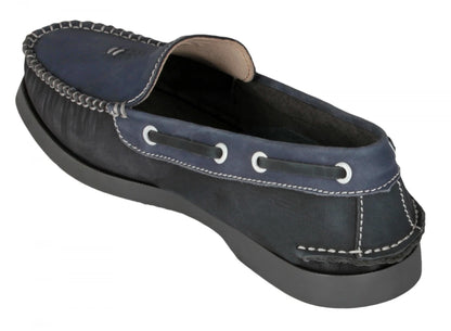 Pure  Leather Navy Blue Boat Shoes  - USS Nimitz, BOAT101BLBK