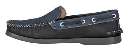 Pure  Leather Navy Blue Boat Shoes  - USS Nimitz, BOAT101BLBK
