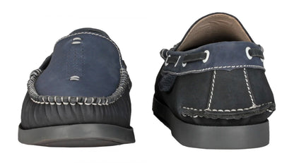 Pure  Leather Navy Blue Boat Shoes  - USS Nimitz, BOAT101BLBK