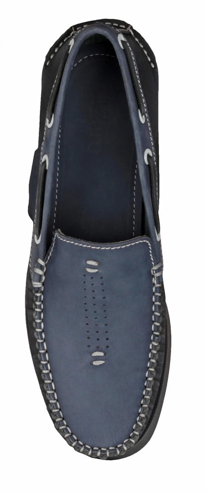 Pure  Leather Navy Blue Boat Shoes  - USS Nimitz, BOAT101BLBK