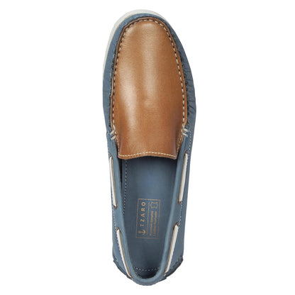 TZARO Genuine Leather Boat Shoe - Blue Akagi, BOAT182NBTan