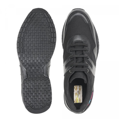 Pure Leather Black Sports Shoes with Rubber Outsole - BOLTPAN