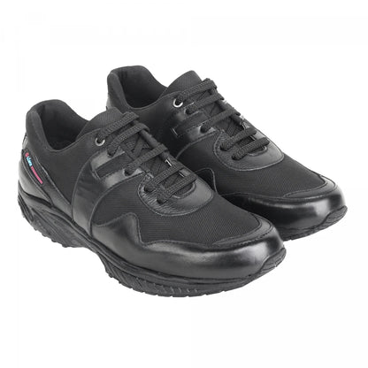Pure Leather Black Sports Shoes with Rubber Outsole - BOLTPAN