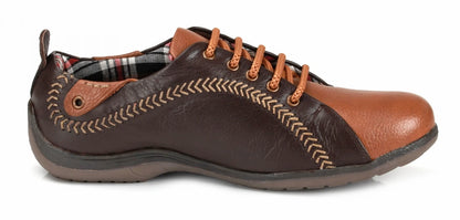 Pure Leather Brown & Tan Sneakers - Chicago, BON1402CHCTAN