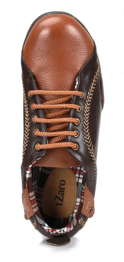 Pure Leather Brown & Tan Sneakers - Chicago, BON1402CHCTAN