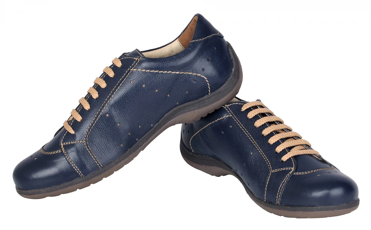 Pure Leather Navy-Blue Sneakers - Hagen, BON1403SANBLU