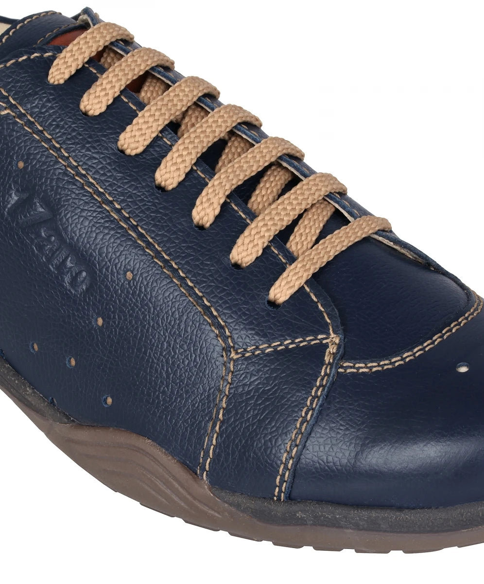 Pure Leather Navy-Blue Sneakers - Hagen, BON1403SANBLU