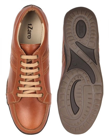 Pure Leather Tan Sneakers - Clemenza, BON1405TUVTAN