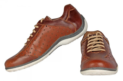 Pure Leather Tan & Brown Genuine Leather Casual Shoes - Eastwood, BON1408TANOST
