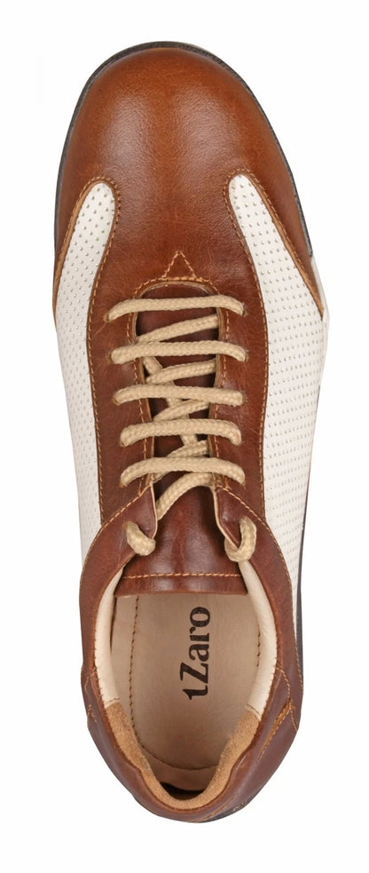 Pure Leather Tan & White Sneakers - Dublin, BON1411WHTAN