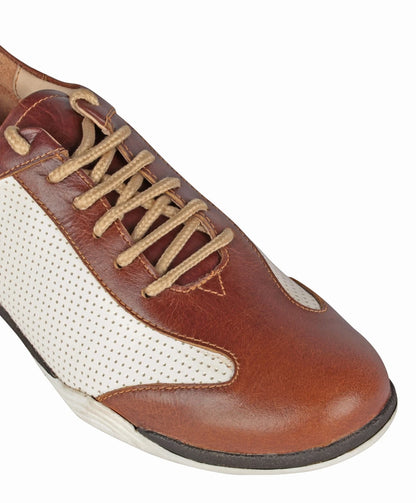 Pure Leather Tan & White Sneakers - Dublin, BON1411WHTAN