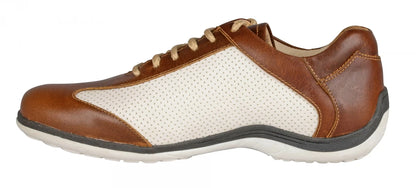 Pure Leather Tan & White Sneakers - Dublin, BON1411WHTAN