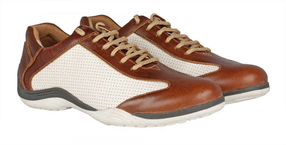 Pure Leather Tan & White Sneakers - Dublin, BON1411WHTAN