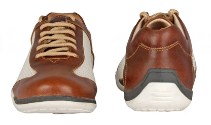 Pure Leather Tan & White Sneakers - Dublin, BON1411WHTAN