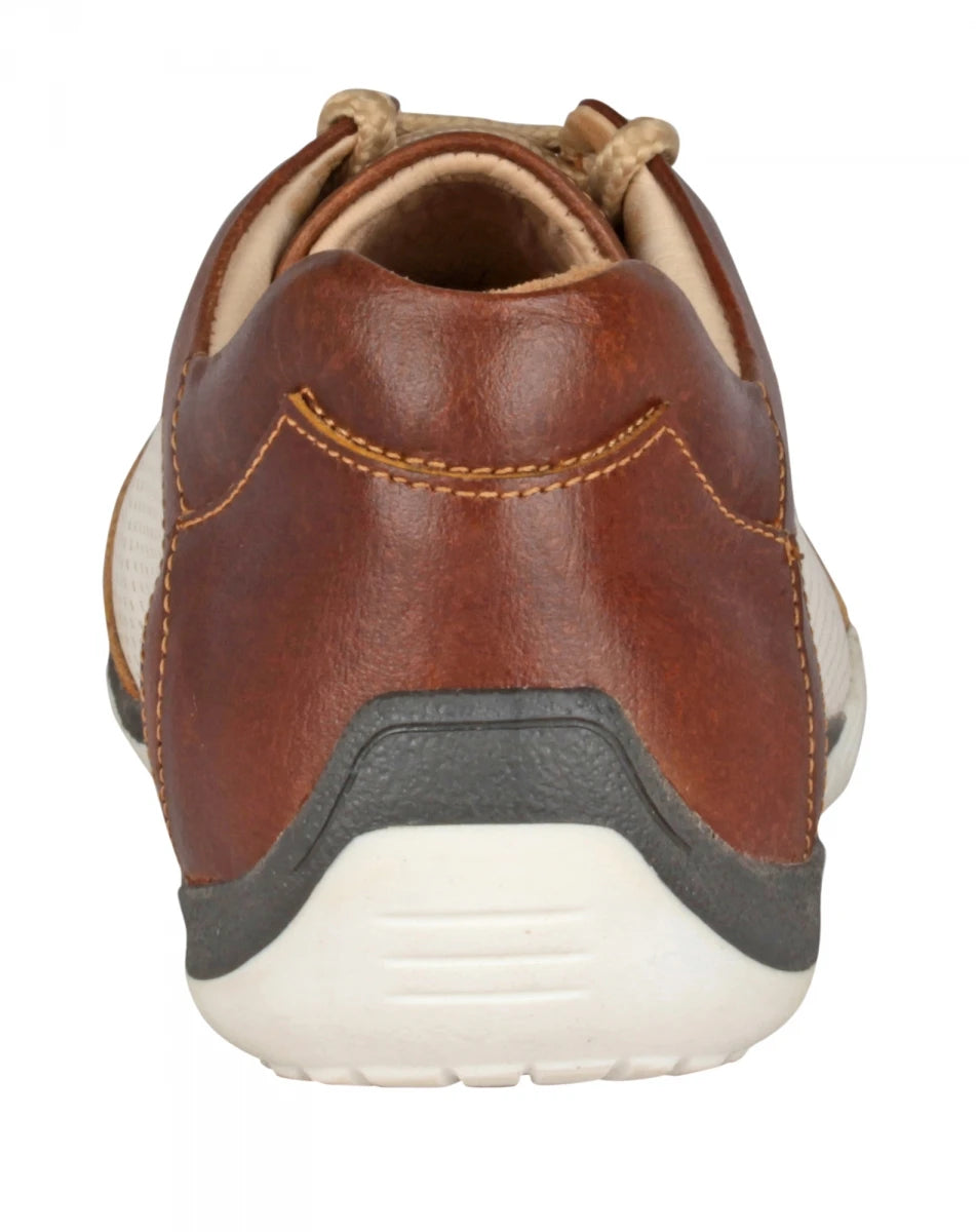 Pure Leather Tan & White Sneakers - Dublin, BON1411WHTAN