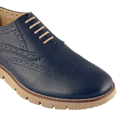 Pure Leather , Super-Light, Navy-Blue Brogues -  Martini, BRG7723NAV