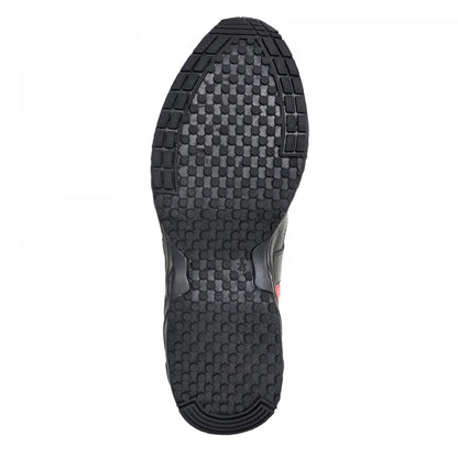 Pure Leather Black Sports Shoe with Rubber Outsole & touch of Red - BoltRDX