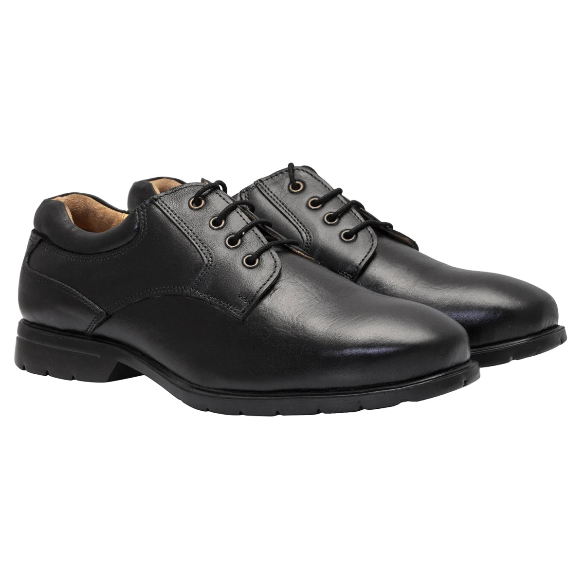 Pure Leather Black Derby Shoes   -  Mr Lawyer (Smooth Finish), DEBLK251SG