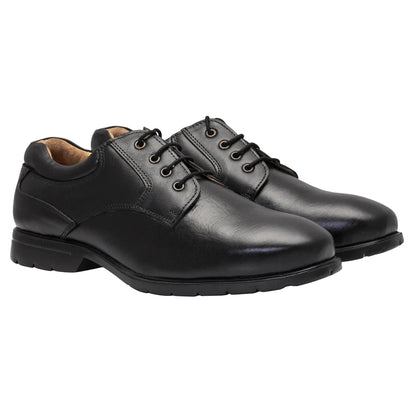 Pure Leather Black Derby Shoes   -  Mr Lawyer (Smooth Finish), DEBLK251SG