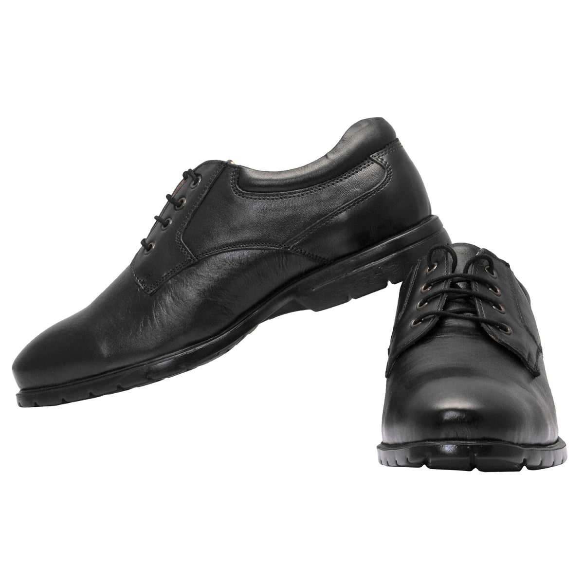 Pure Leather Black Derby Shoes   -  Mr Lawyer (Smooth Finish), DEBLK251SG