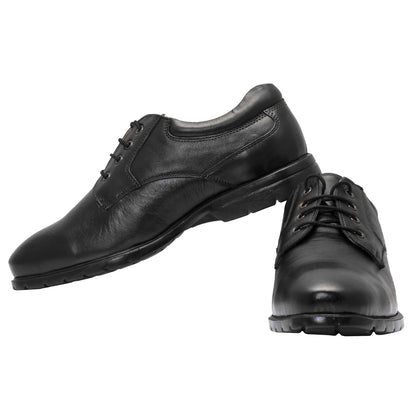 Pure Leather Black Derby Shoes   -  Mr Lawyer (Smooth Finish), DEBLK251SG