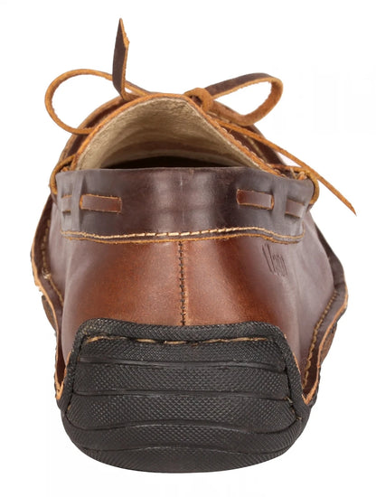 Pure Leather Dark Tan Stitch-Down Boat Shoes - Fredo