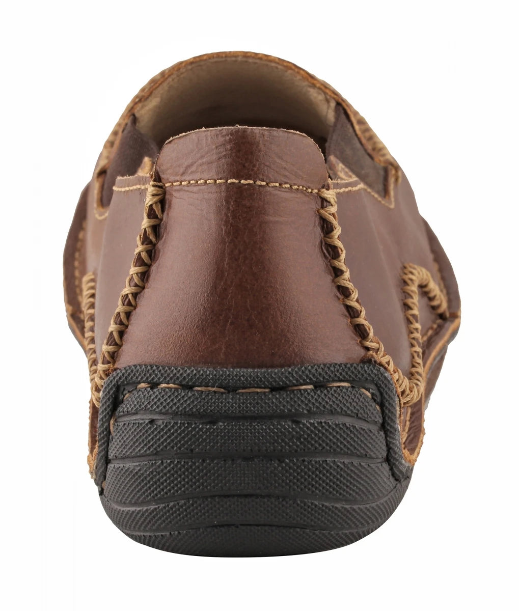 Pure Leather Brown Slip-on Shoes - Beaver, DM5507BRWBT