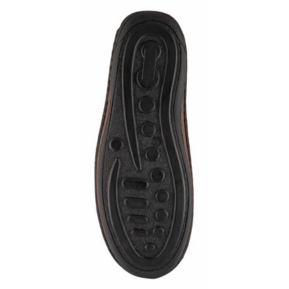Pure Leather Brown & Black Stitch Down Boat Shoe - Bravia, DM5519BLOP